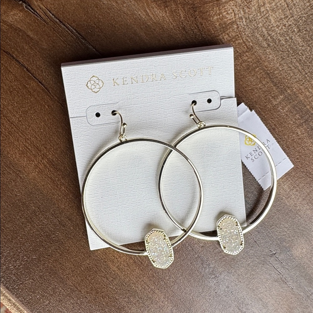 Kendra Scott Gold Hoop Earrings with White Accent - Picture 5 of 8